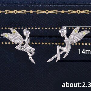 🎁 Dainty White CZ Sweet Wing Fairies Stud Earrings for Women, GPMB1441